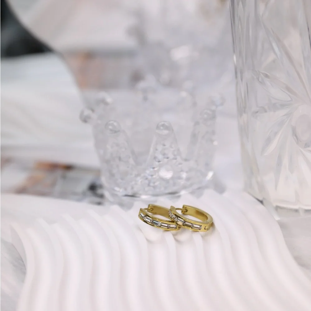 Elegant Gold Diamond Hoop Earrings
